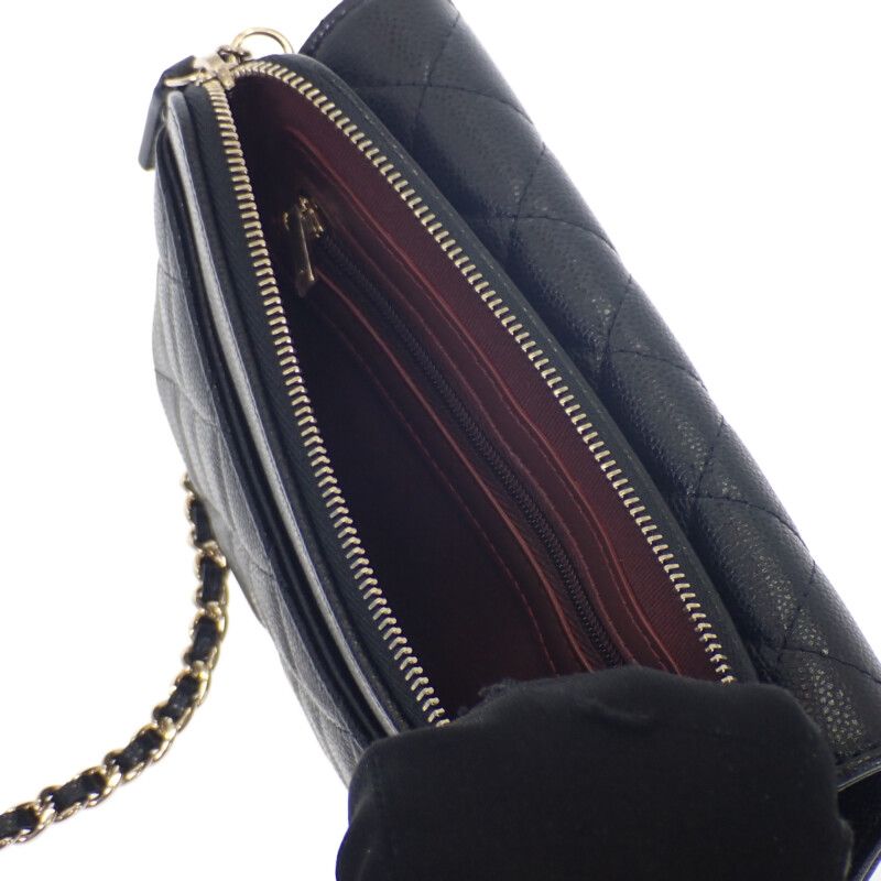 Chanel Flap Phone Case Ap2096_b10583_c3906 Shoulder Bag Calf Black Gold