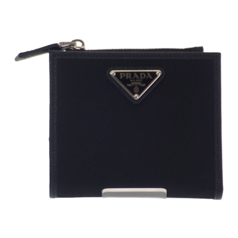 Prada Re-nylon Card Case 2ml049_2dmh_f0002 Fold Wallet Saffiano Black Silver