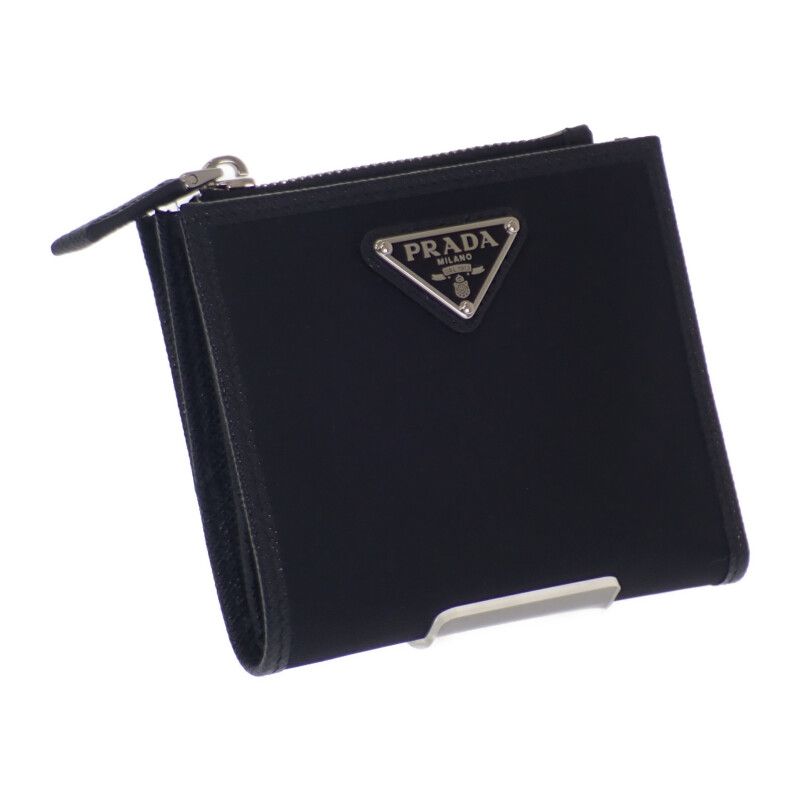 Prada Re-nylon Card Case 2ml049_2dmh_f0002 Fold Wallet Saffiano Black Silver