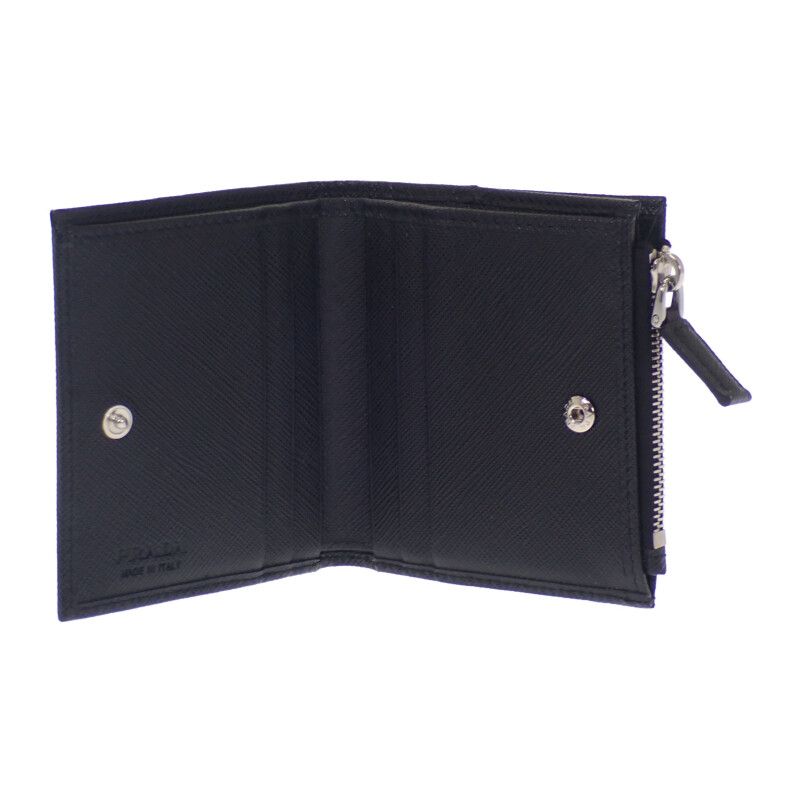 Prada Re-nylon Card Case 2ml049_2dmh_f0002 Fold Wallet Saffiano Black Silver