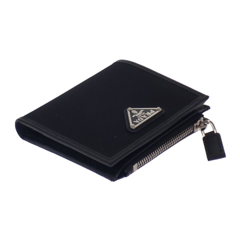 Prada Re-nylon Card Case 2ml049_2dmh_f0002 Fold Wallet Saffiano Black Silver