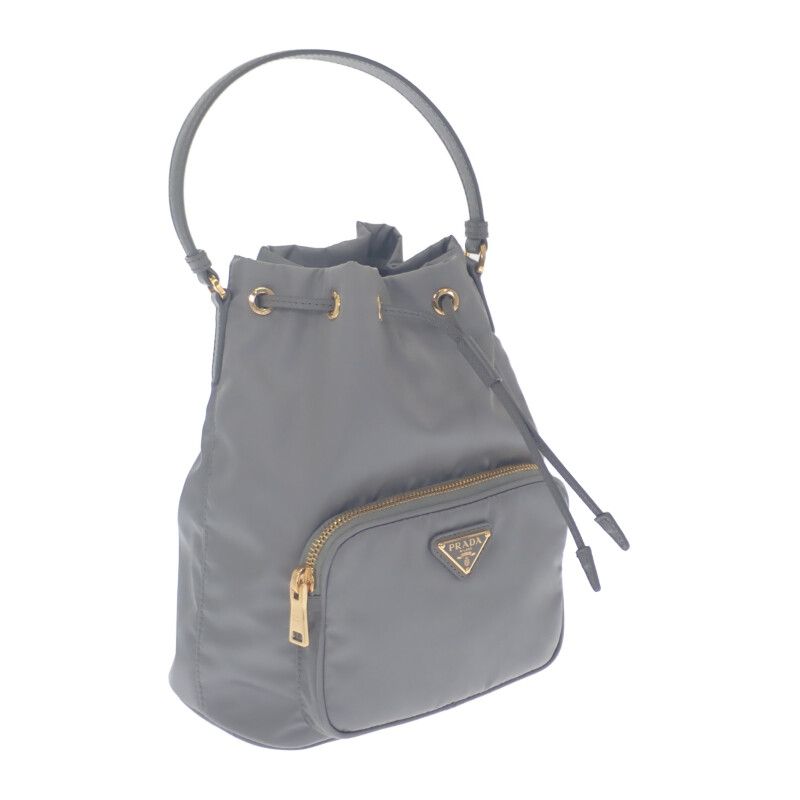Prada Duet Bucket Bag 1bh038 2WAY Bag Handbag Shoulder Bag Nylon Leather Gray