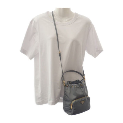 Prada Duet Bucket Bag 1bh038 2WAY Bag Handbag Shoulder Bag Nylon Leather Gray