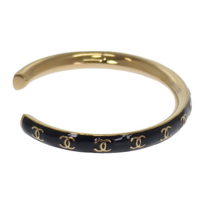 Chanel CC Coco Mark S B24P Bangle Metal Black Gold Ladies Accessories [AB Rank
