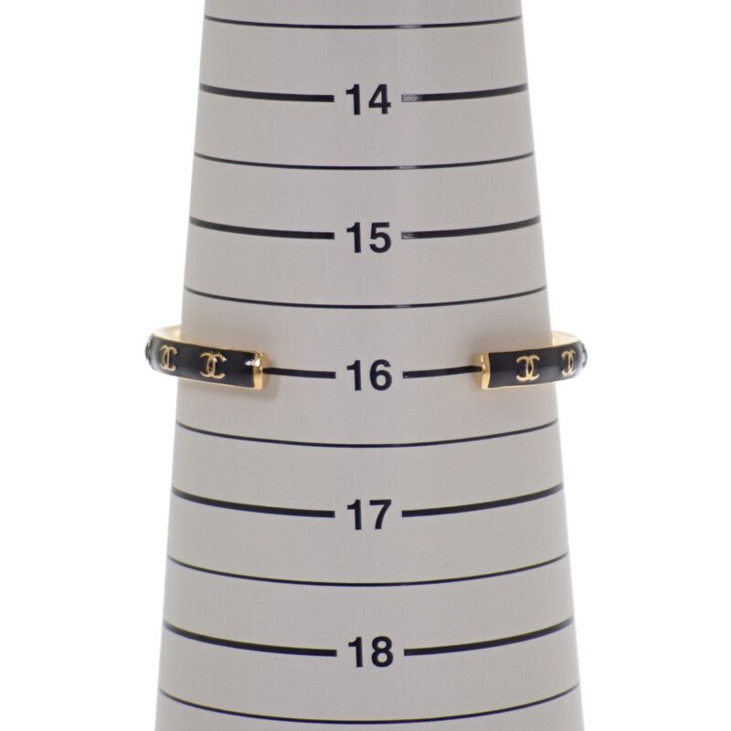 Chanel CC Coco Mark S B24P Bangle Metal Black Gold Ladies Accessories [AB Rank