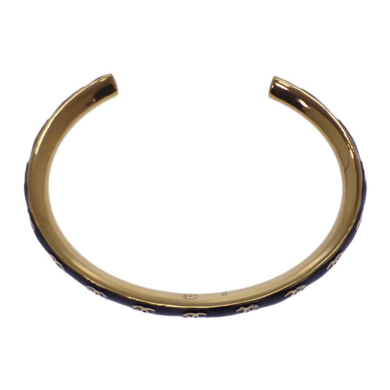 Chanel CC Coco Mark S B24P Bangle Metal Black Gold Ladies Accessories [AB Rank