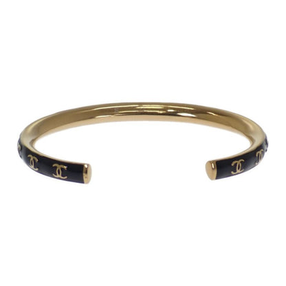Chanel CC Coco Mark S B24P Bangle Metal Black Gold Ladies Accessories [AB Rank