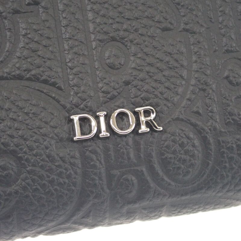 Christian DIOR Gravity Zip 2esbc316flg_h00n Coin Case Calf Black Silver
