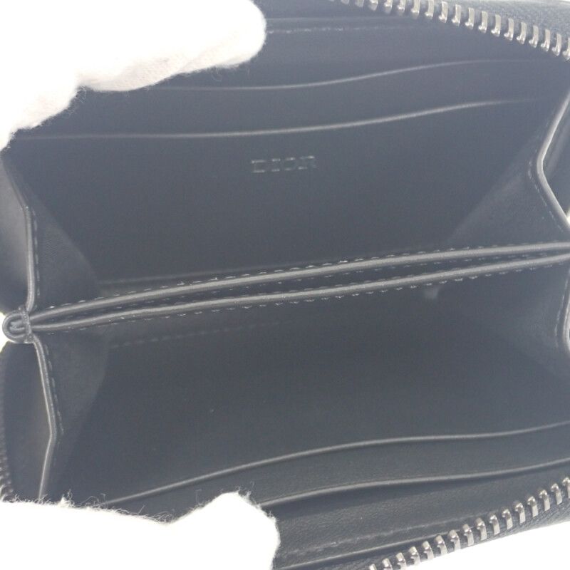 Christian DIOR Gravity Zip 2esbc316flg_h00n Coin Case Calf Black Silver
