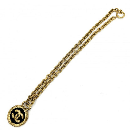 Chanel Necklace Coco Lava Magma Long Gold GP 93 A Black