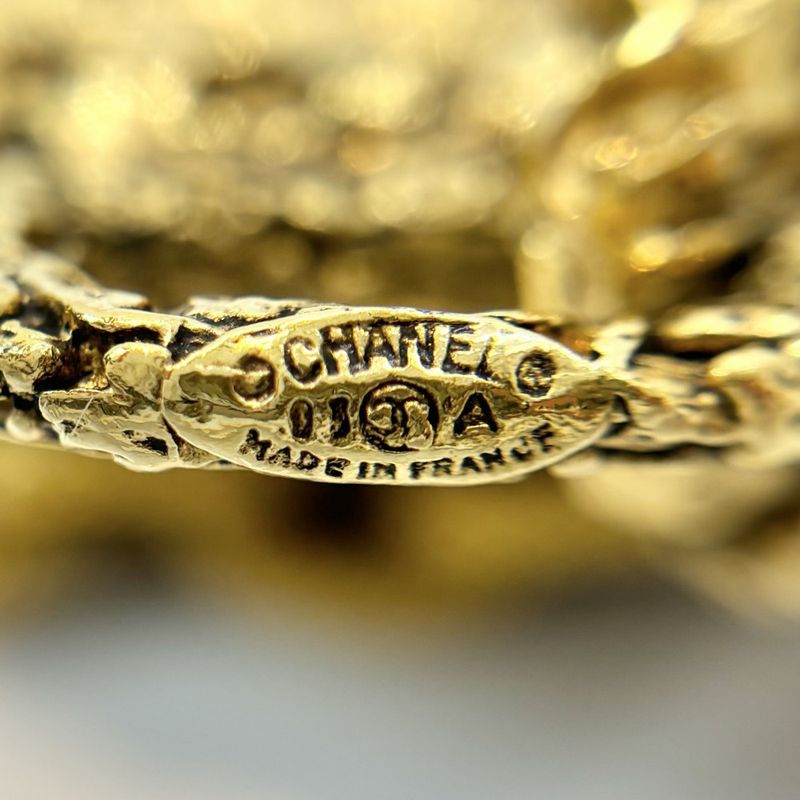 Chanel Necklace Coco Lava Magma Long Gold GP 93 A Black