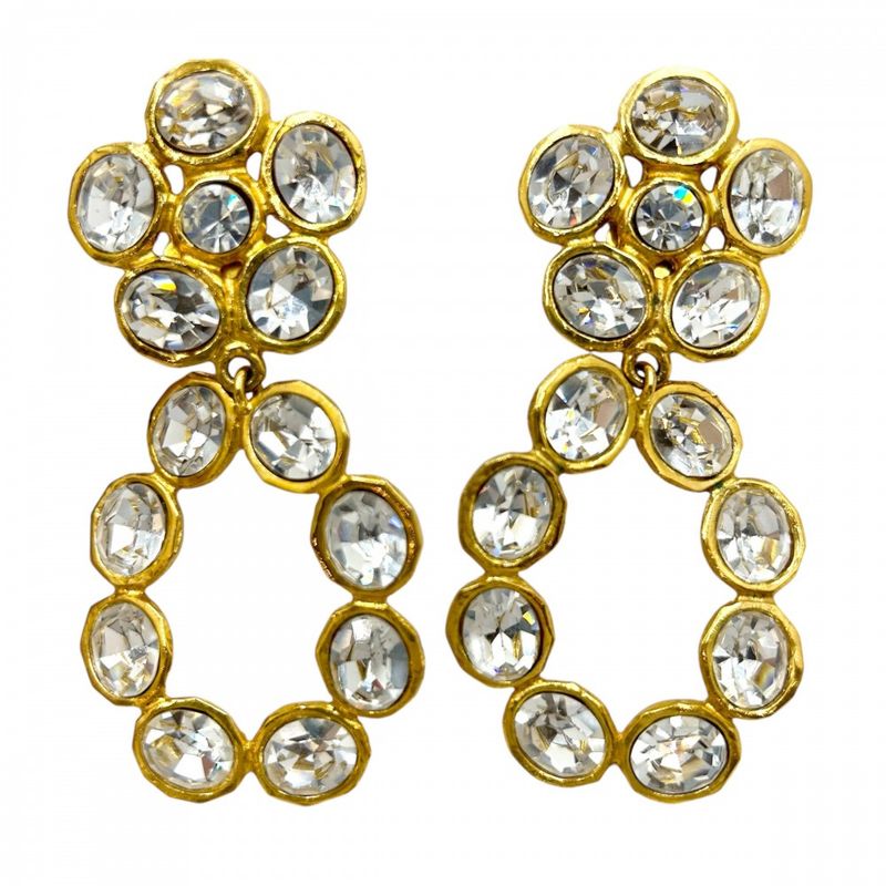 Chanel Earring Women's Accessories Swing Gold Chanel GP Rhinestone 2 9 Approx