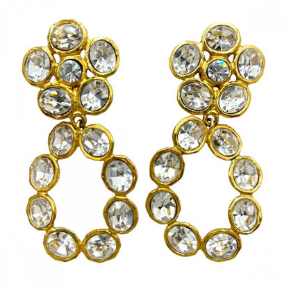 Chanel Earring Women's Accessories Swing Gold Chanel GP Rhinestone 2 9 Approx