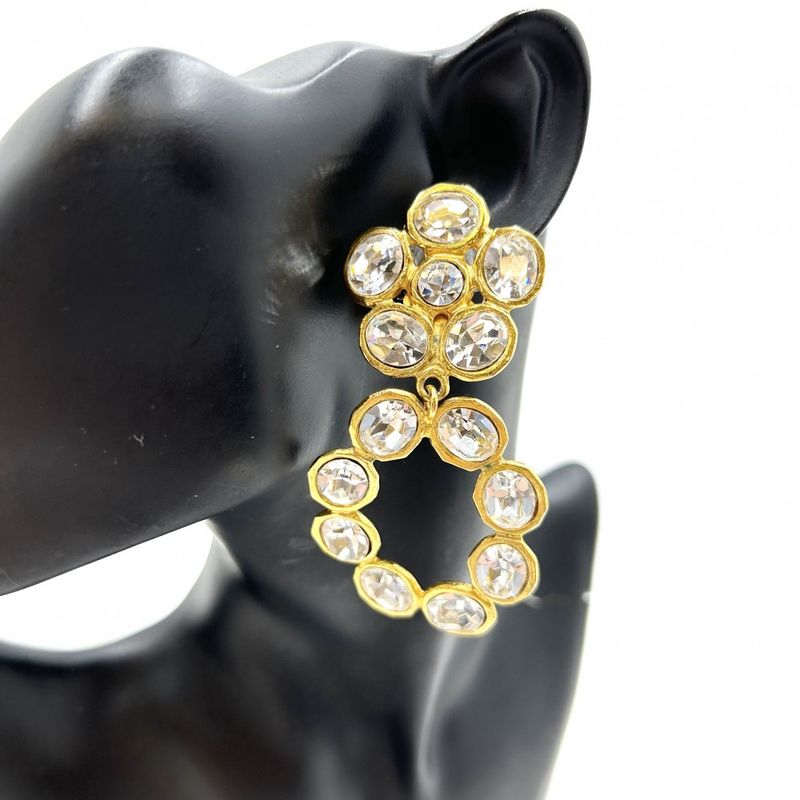 Chanel Earring Women's Accessories Swing Gold Chanel GP Rhinestone 2 9 Approx