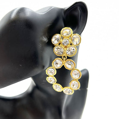 Chanel Earring Women's Accessories Swing Gold Chanel GP Rhinestone 2 9 Approx