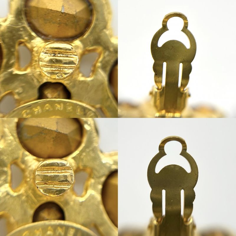 Chanel Earring Women's Accessories Swing Gold Chanel GP Rhinestone 2 9 Approx