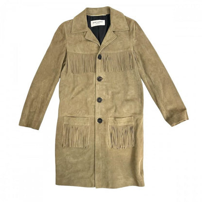 Saint Laurent Paris Outerwear Men's Fringe Long Coat Saint Laurent Paris 36