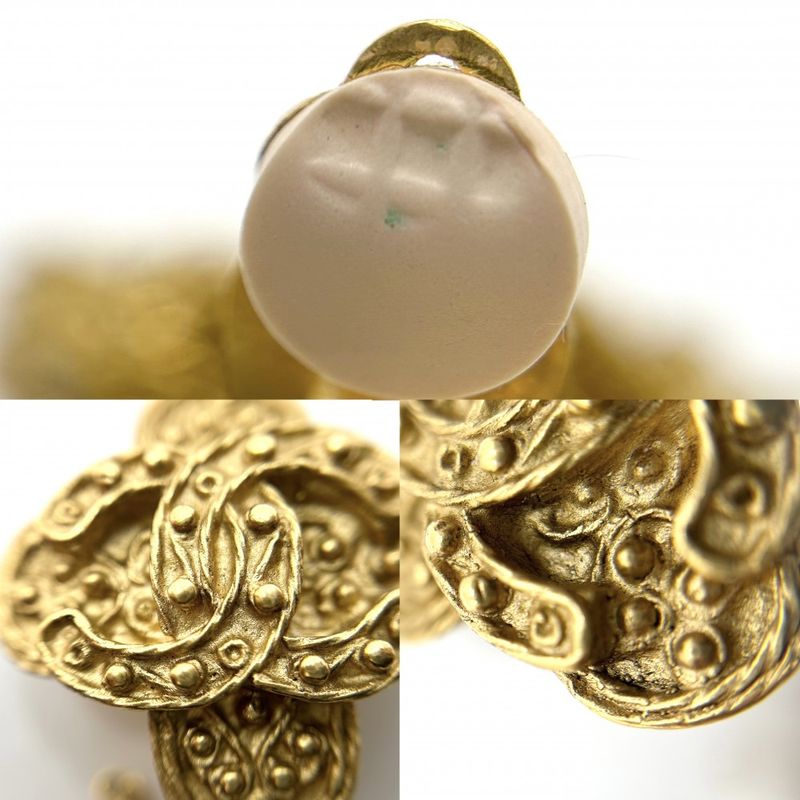 Chanel Earring Ladies Coco Mark Accessories Coco Fringe Vintage Gold Chanel GP