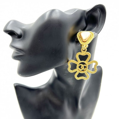 Chanel Earrings Ladies Coco Mark Accessories Clover Coco Vintage Gold Chanel GP