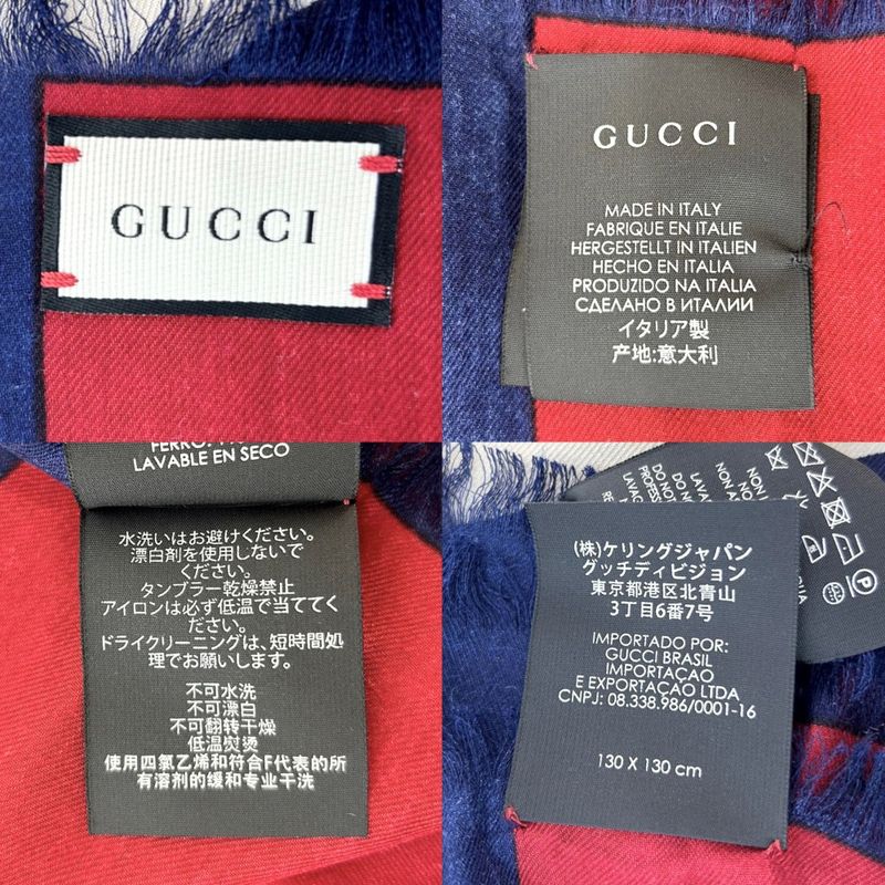 Gucci Shawl Women's Large Shawl Guccy Fashion Item Gucci Rayon Silk White Red
