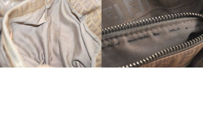 Fendi Vintage Zucchino Pattern Hand Tote Bag Canvas Leather Beige 4350n