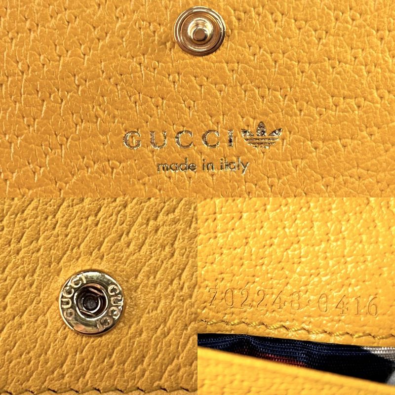 Gucci Bifold Wallet Women's Adidas Collaboration Horsebit Shoulder Wallet Snap