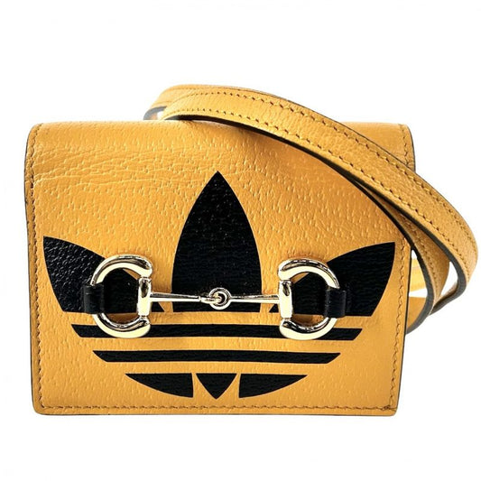 Gucci Bifold Wallet Women's Adidas Collaboration Horsebit Shoulder Wallet Snap