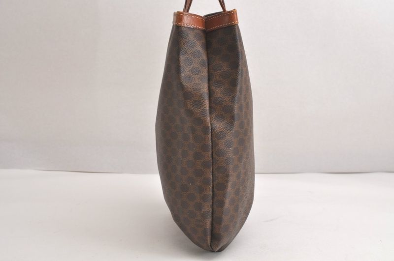 Celine Macadam Blazon Patterned Hand Tote Bag Pvc Leather Brown 4352n