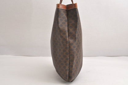 Celine Macadam Blazon Patterned Hand Tote Bag Pvc Leather Brown 4352n