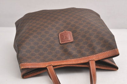 Celine Macadam Blazon Patterned Hand Tote Bag Pvc Leather Brown 4352n