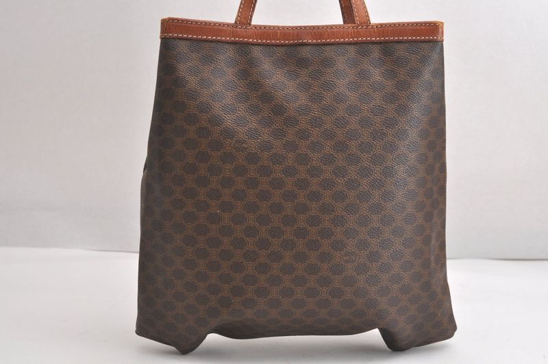 Celine Macadam Blazon Patterned Hand Tote Bag Pvc Leather Brown 4352n