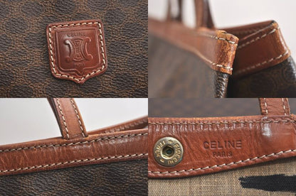 Celine Macadam Blazon Patterned Hand Tote Bag Pvc Leather Brown 4352n
