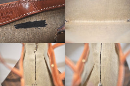 Celine Macadam Blazon Patterned Hand Tote Bag Pvc Leather Brown 4352n