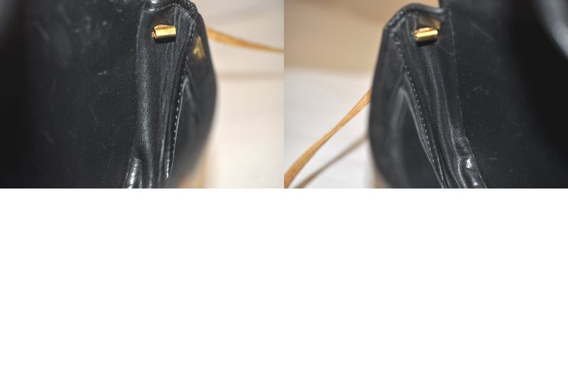 Christian DIOR Vintage Shoulder Crossbody Bag Leather Black CD 4353n