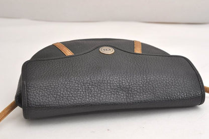 Christian DIOR Vintage Shoulder Crossbody Bag Leather Black CD 4353n