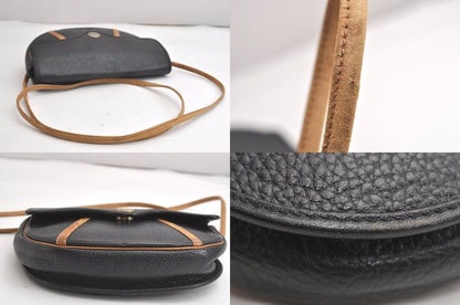 Christian DIOR Vintage Shoulder Crossbody Bag Leather Black CD 4353n