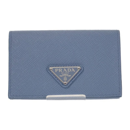 Prada Saffiano Triangle 1mc110_qhh_f0ozx Card Case Saffiano Light Blue Silver