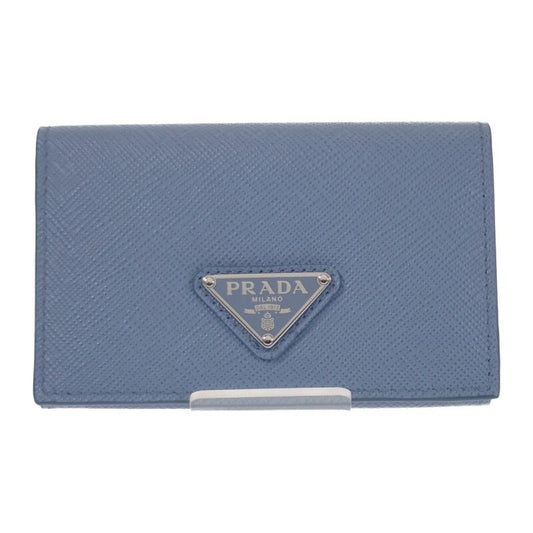 Prada Saffiano Triangle 1mc110_qhh_f0ozx Card Case Saffiano Light Blue Silver