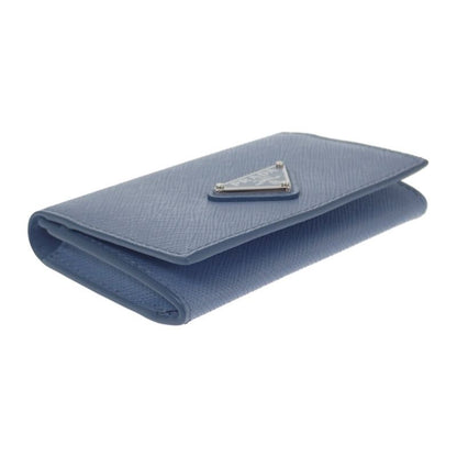 Prada Saffiano Triangle 1mc110_qhh_f0ozx Card Case Saffiano Light Blue Silver