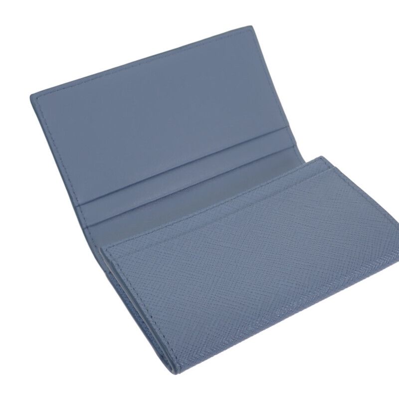 Prada Saffiano Triangle 1mc110_qhh_f0ozx Card Case Saffiano Light Blue Silver