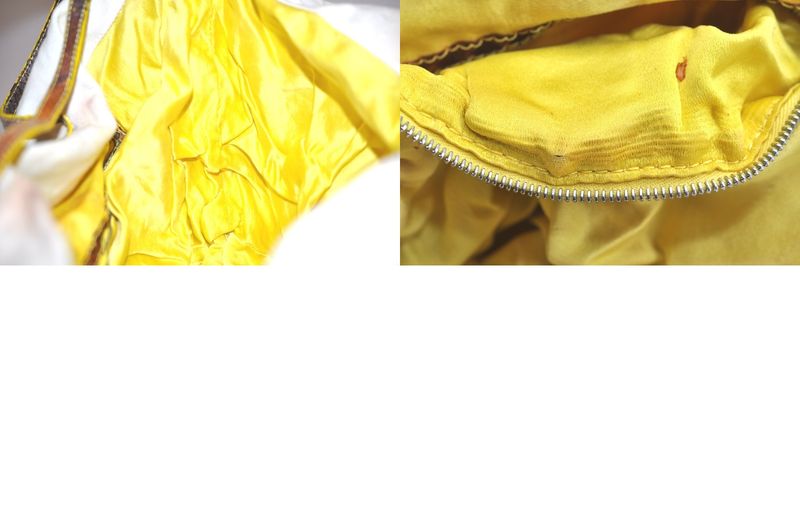 Fendi Vintage Canvas Leather Python Motif Shoulder Tote Bag White 4365n