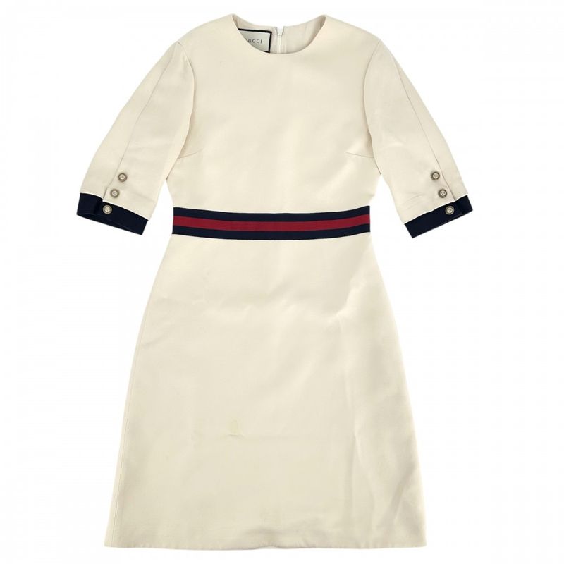 Gucci Dress Women's Web Belt GG Button Flared Apparel Clothing Gucci 42 448541