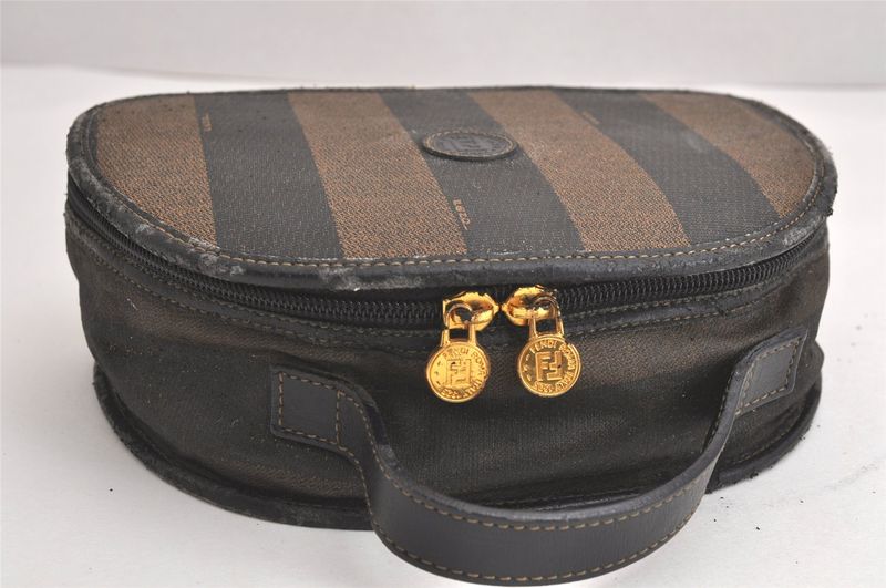 Fendi Vintage Pecan Handbag Purse Pvc Leather Brown Black Junk 4398n