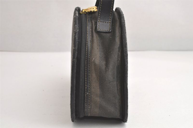 Fendi Vintage Pecan Handbag Purse Pvc Leather Brown Black Junk 4398n