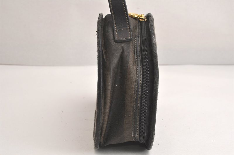 Fendi Vintage Pecan Handbag Purse Pvc Leather Brown Black Junk 4398n