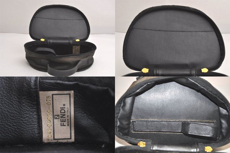 Fendi Vintage Pecan Handbag Purse Pvc Leather Brown Black Junk 4398n