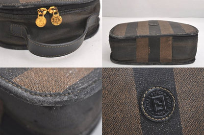 Fendi Vintage Pecan Handbag Purse Pvc Leather Brown Black Junk 4398n