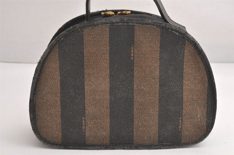 Fendi Vintage Pecan Handbag Purse Pvc Leather Brown Black Junk 4398n