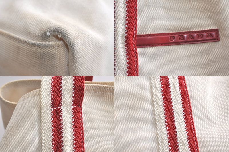 Prada Sports Prada Sport Vintage Cotton Shoulder Tote Bag White 4402n