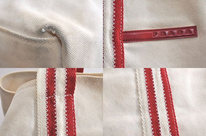 Prada Sports Prada Sport Vintage Cotton Shoulder Tote Bag White 4402n